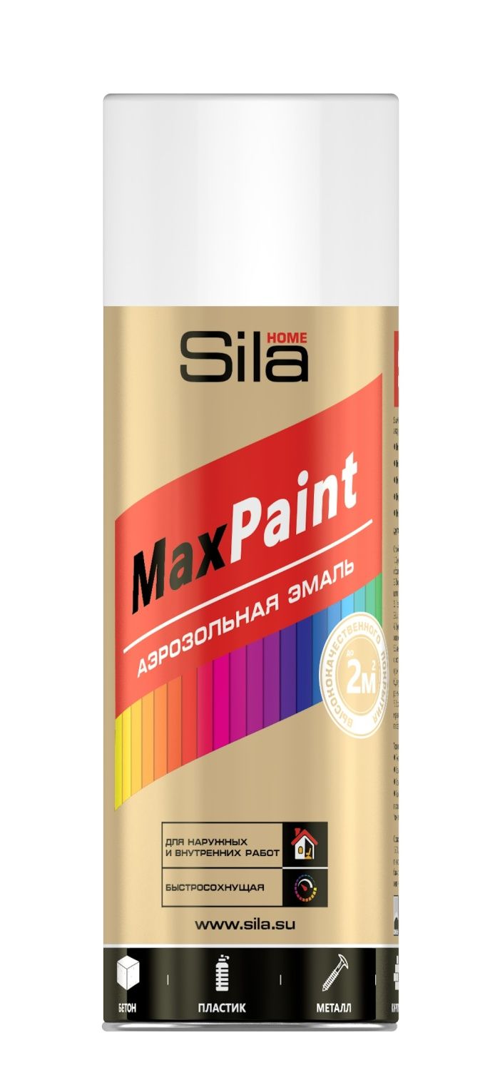 Краска аэрозольная Sila HOME Max Paint, белый матовый