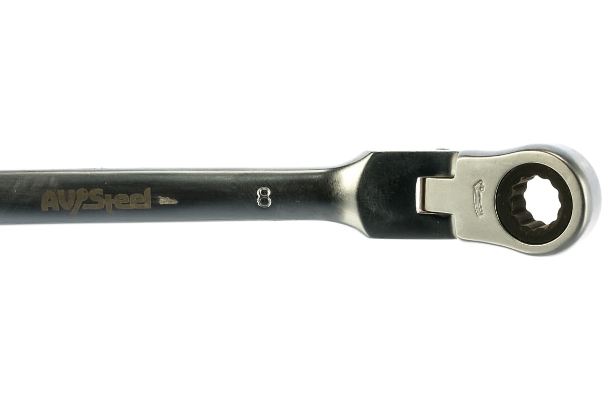 Ключ комбинированный трещоточный с шарниром  8мм "AV Steel" AV-315208