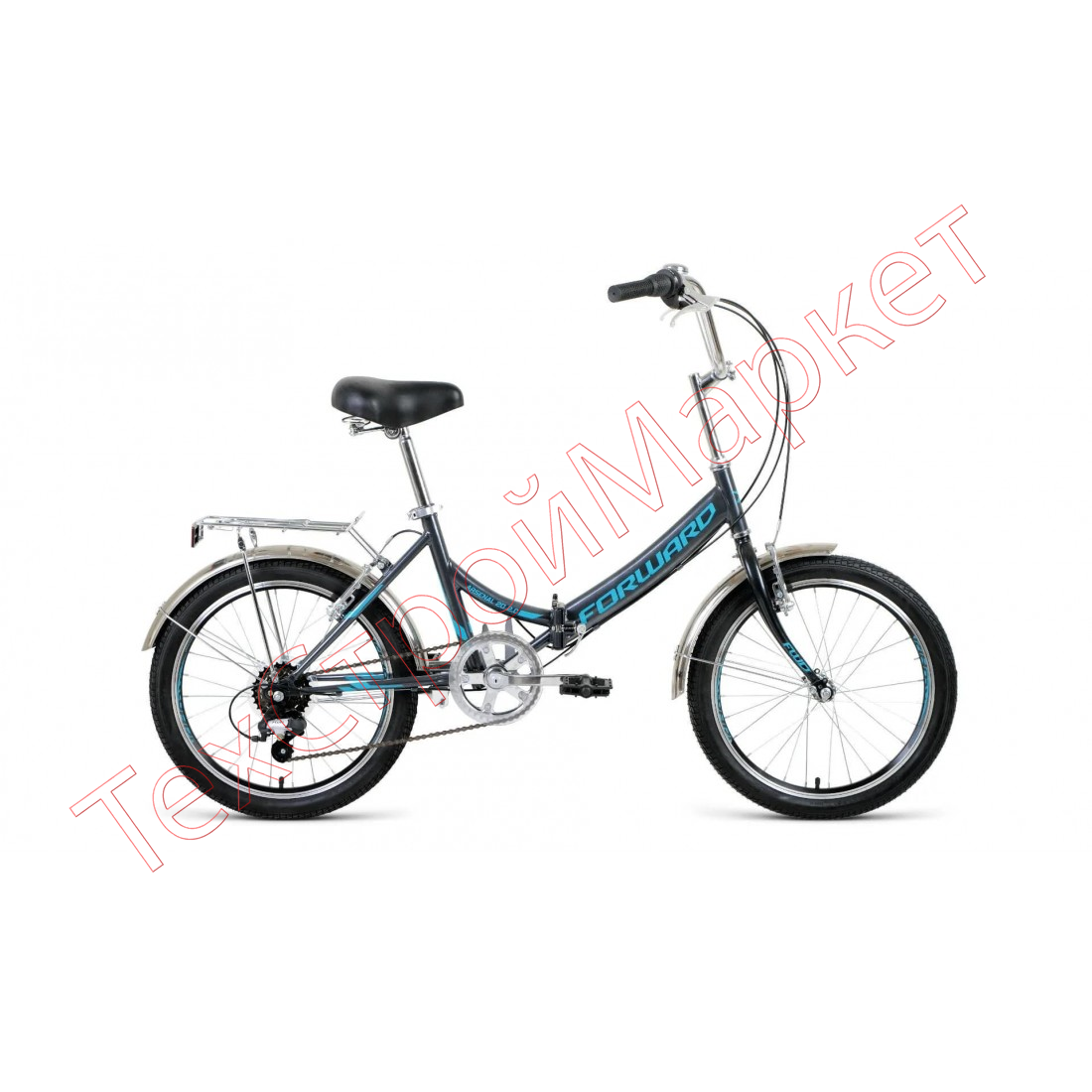Велосипед FORWARD ARSENAL 20 2.0 (20" 6 ск. рост 14" скл.) 2019-2020, серый/бирюзовый