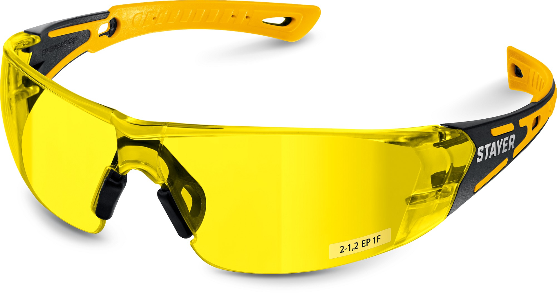 Очки защитные желтые, двухкомпонентные дужки, открытого типа, STAYER MX-9