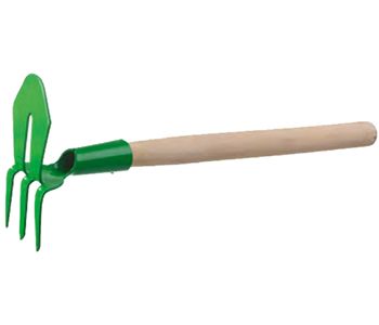 Мотыга-рыхлитель с деревянной ручкой, "лепесток+3 зуба" прямая, 155x70x425мм РОСТОК 39625