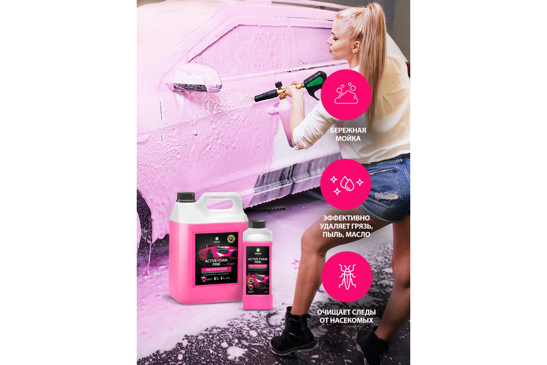 Бесконтактная химия GRASS Activ Foam Pink 6 кг