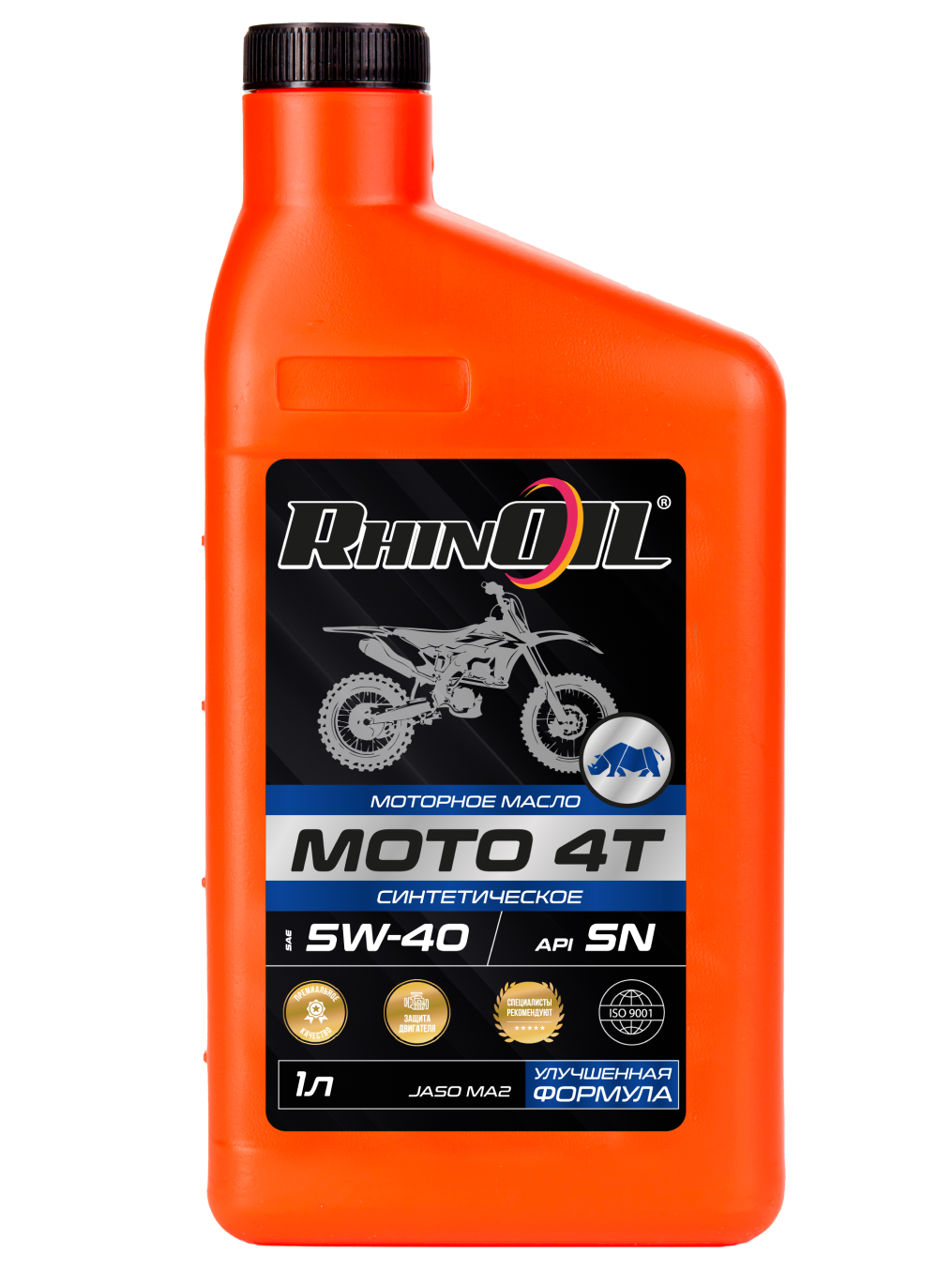 Масло моторное синтетическое RHINOIL МОТО для скутеров и мопедов SAE 5w-40 API SN, JASO MA2 1л