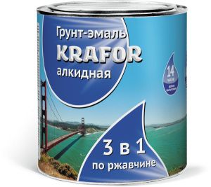 Грунт-Эмаль по ржавчине Серая 1,9кг KRAFOR