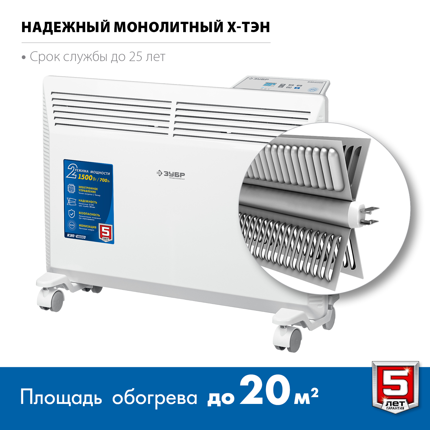 Конвектор электрический ЗУБР Профессионал 1.5 кВт
