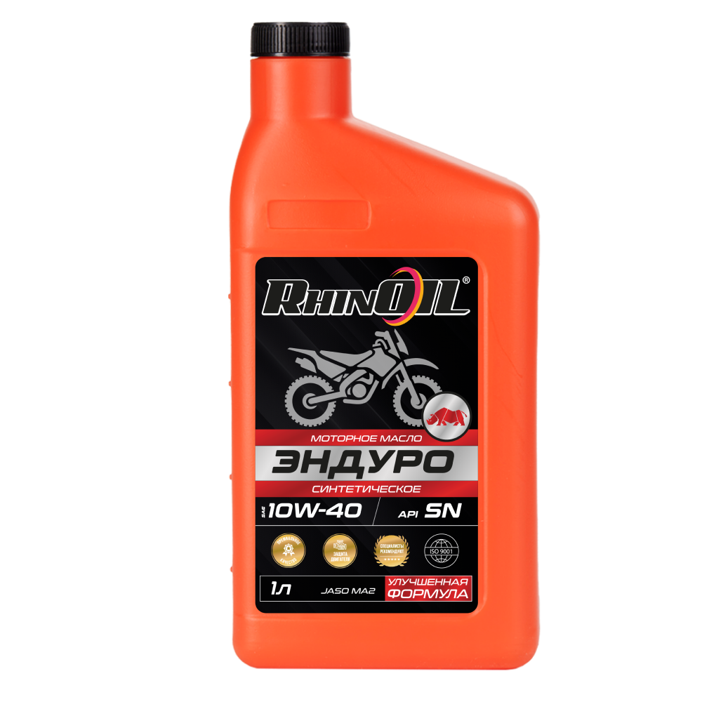 Масло моторное синтетическое RHINOIL ЭНДУРО для внедорожных мотоциклов SAE 10w-40 API SN/SM/SL/SH/SG JASO MA2 1 л