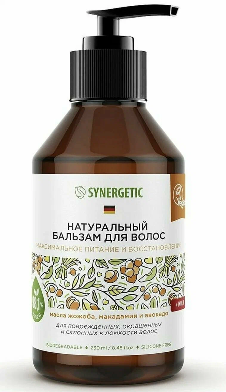 Бальзам для волос "Synergetic" Максимальное питание и восстановление, дозатор, 0,25л. 702001/12