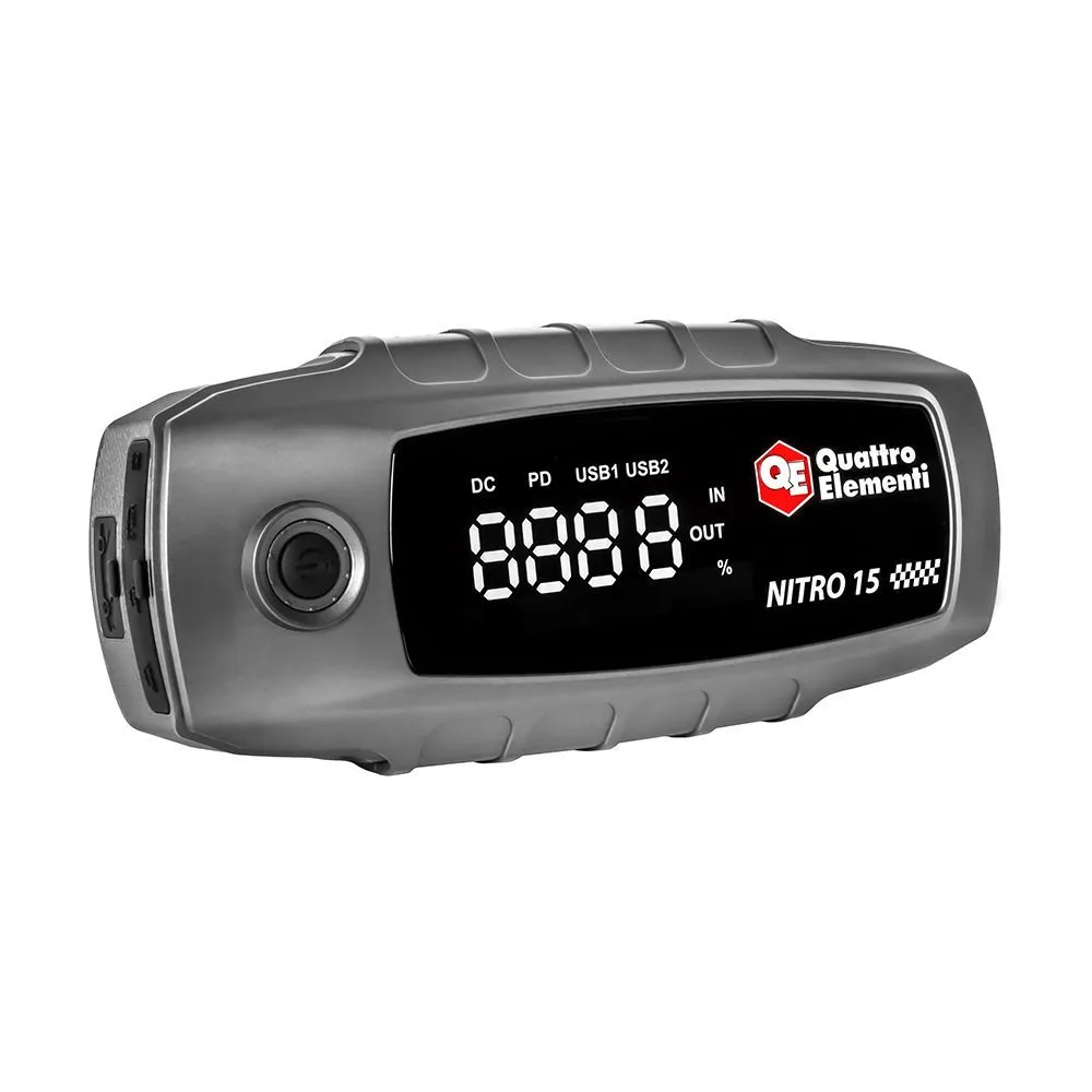 Устройство пусковое Nitro 15 (12В, 15000 мАч, 1200 А, Type-C, USB-A, дисплей, фонарь QUATTRO ELEMENTI
