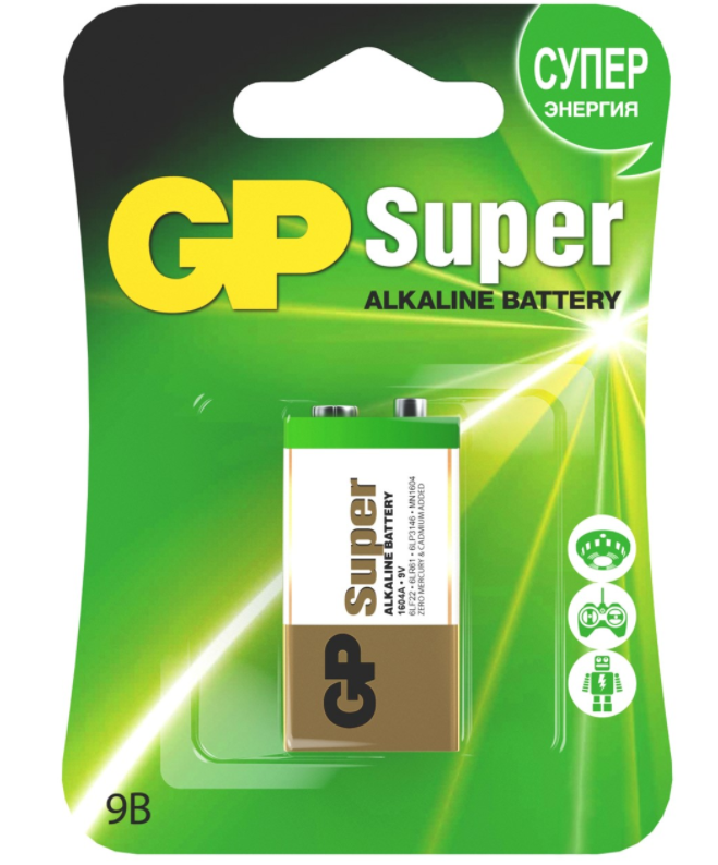 Элемент питания GP Super Alkaline 9V Крона 6F22