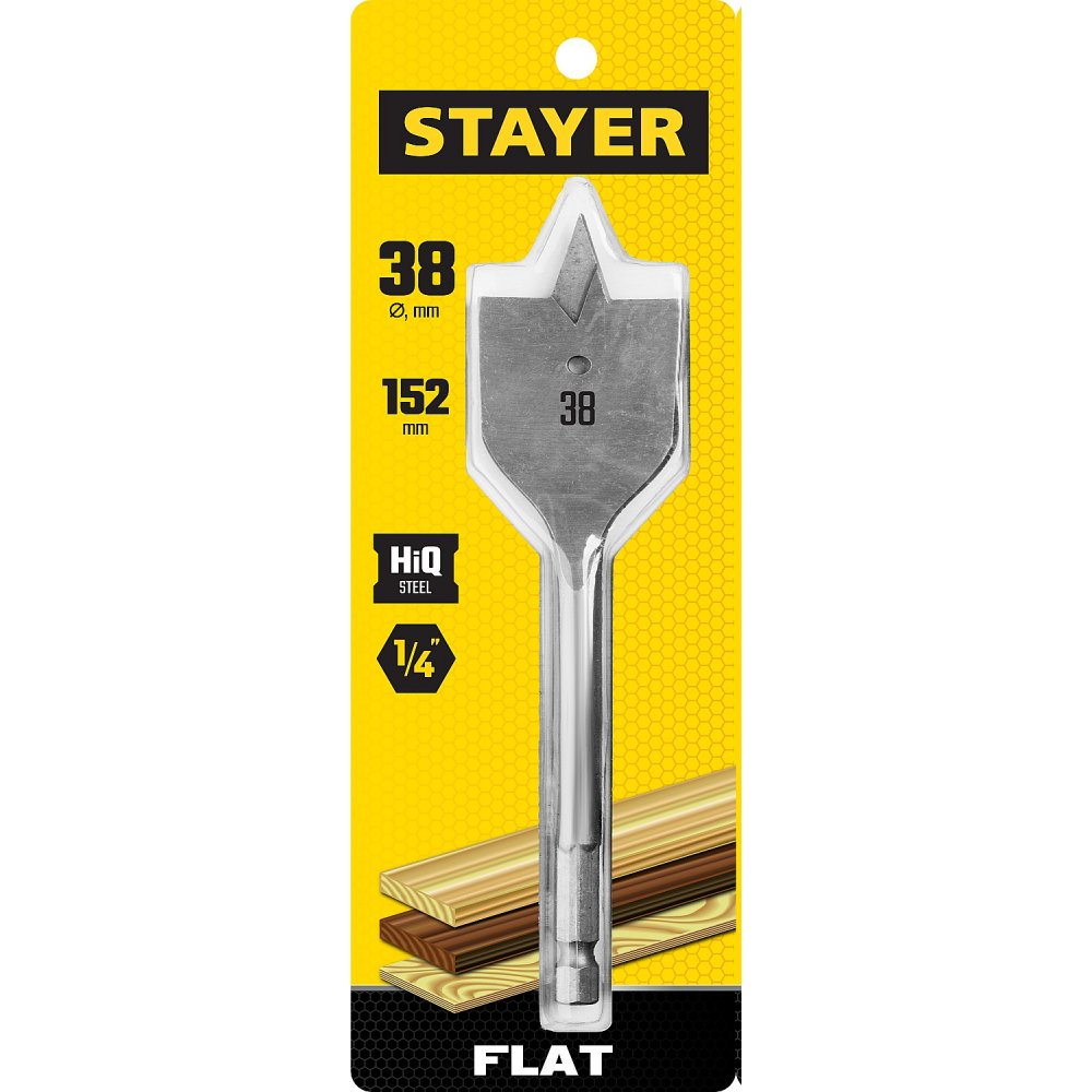 Сверло по дереву перовое STAYER FLAT 38x152мм, 