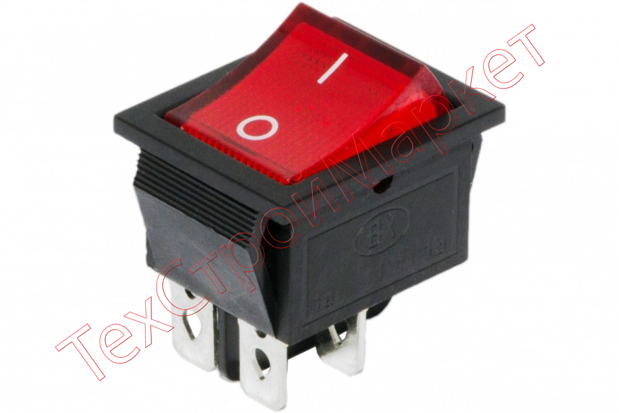 Выключатель клавишный 250V 16А (4с) ON-OFF красный с подсветкой (RWB-502, SC-767, IRS-201-1)