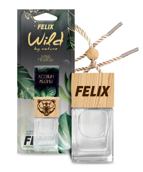 Ароматизатор подвесной (бутылочка) WILD BY NATURE Бурый медведь (FELIX)