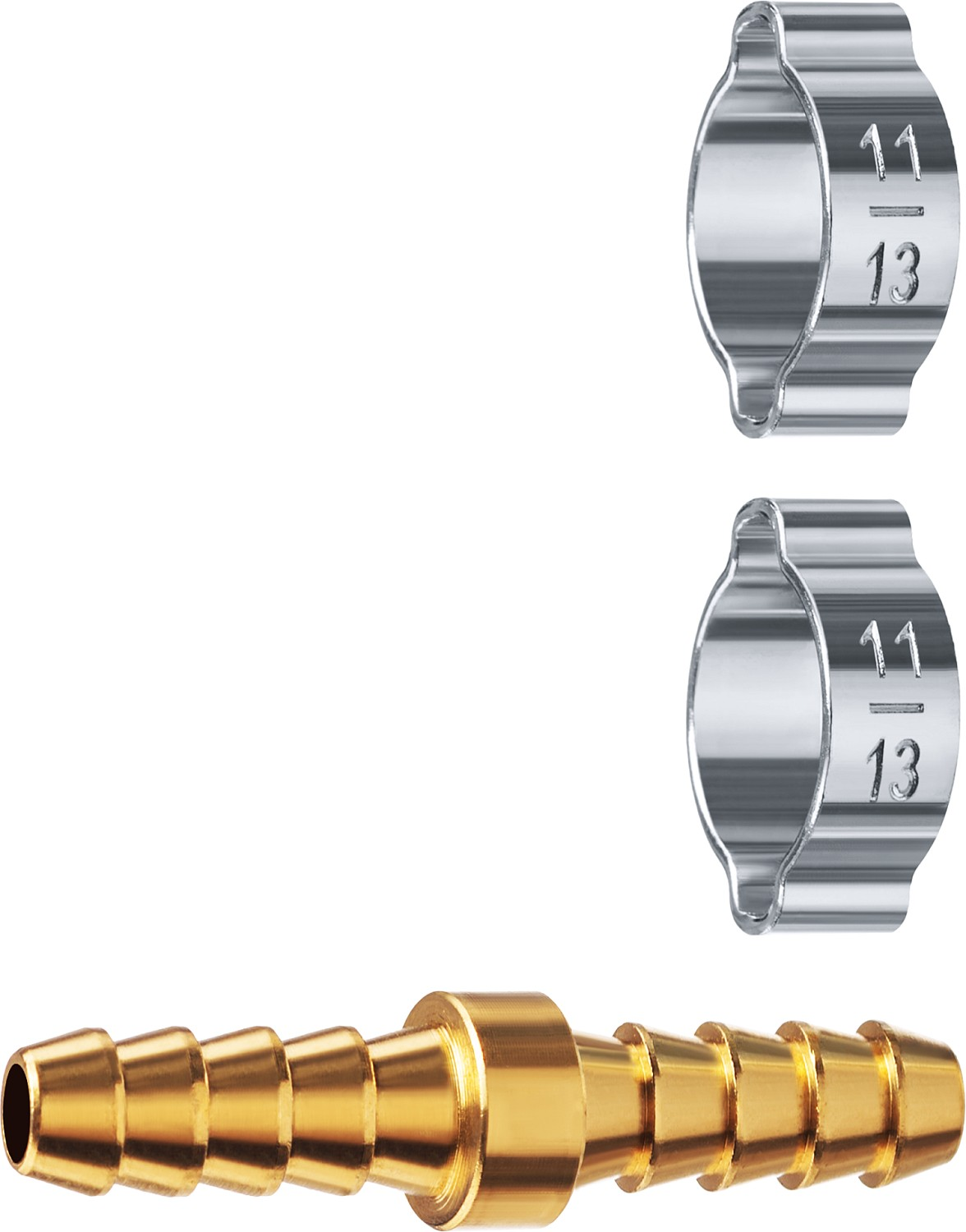 Штуцер соединительный, "елочка"-"елочка", 8 мм с обжимными хомутами, ЗУБР Профессионал 