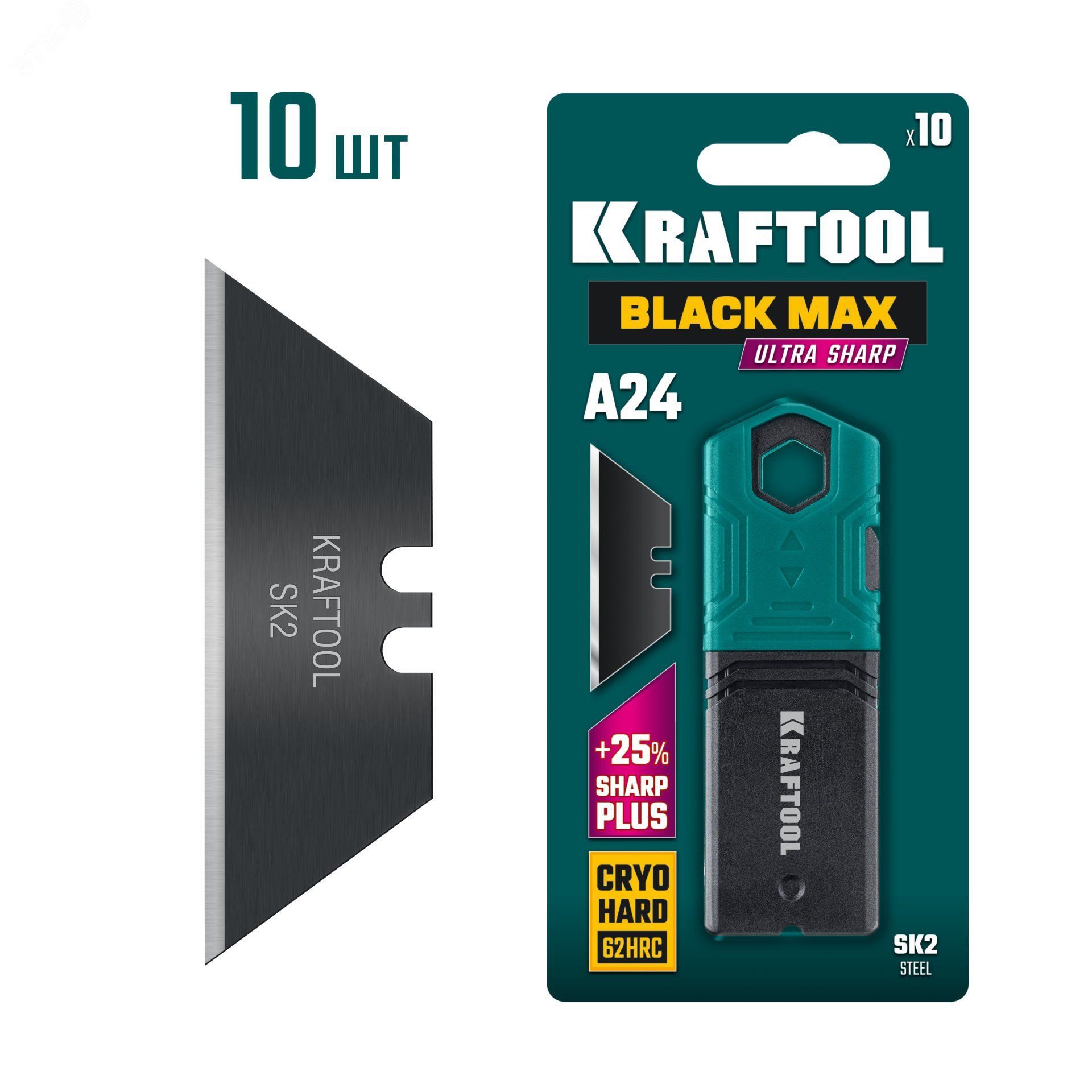 Лезвия трапециевидные BlackMax-A24,10 шт, KRAFTOOL