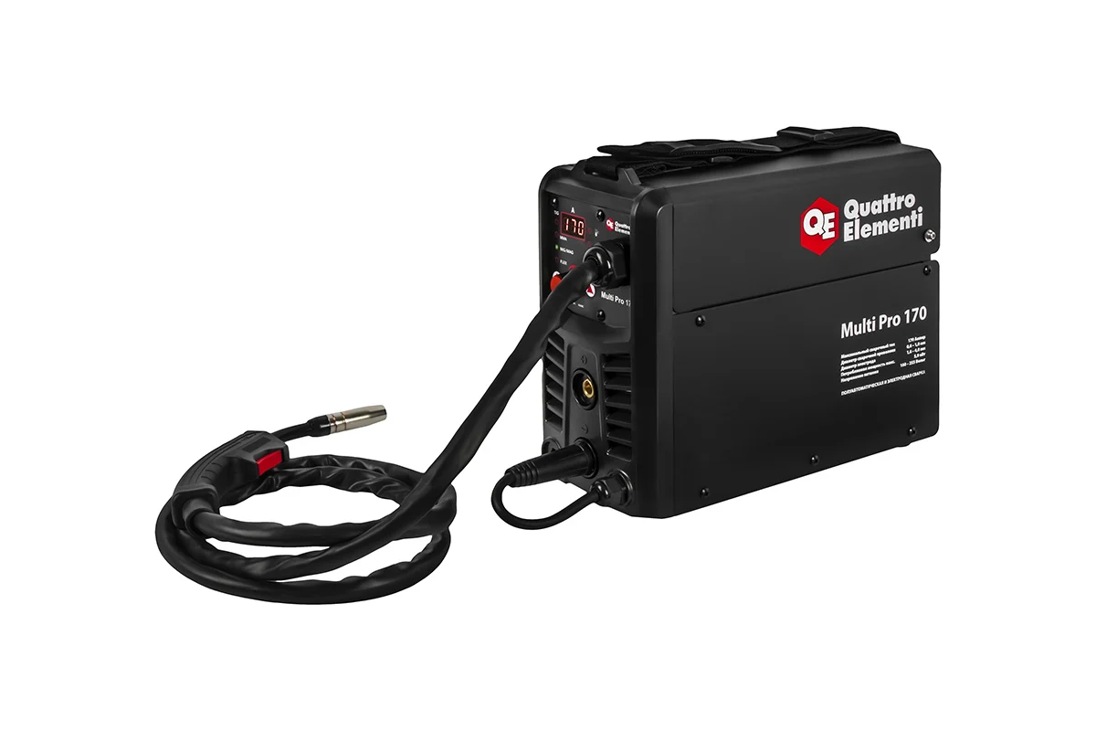 Аппарат полуавтомат. сварки, инвертор Multi Pro 170 (170A, 3 вида сварки MIG/TIG/MMA, кат. 1кг, дисплей) QUATTRO ELEMENTI