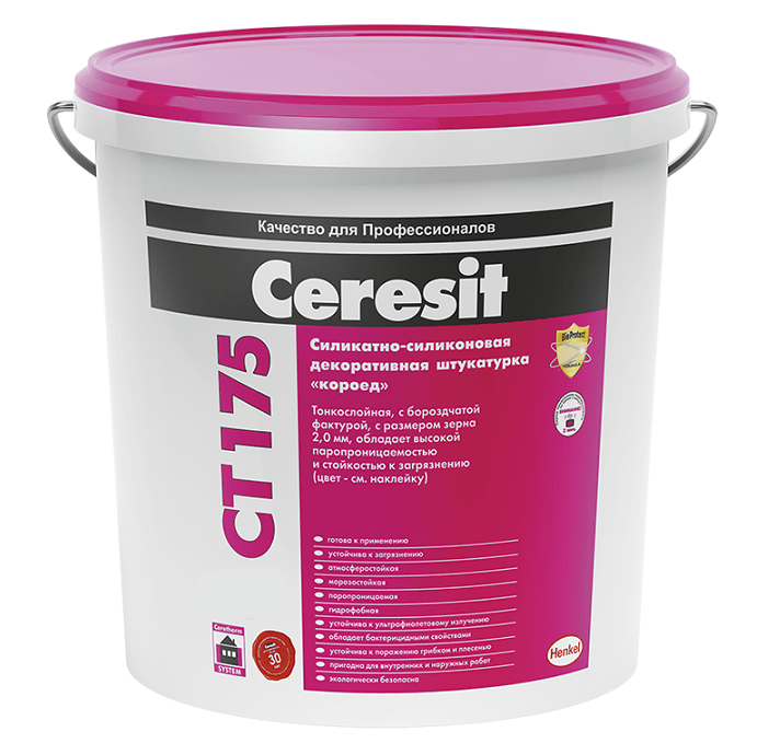 Штукатурка СТ 175 Ceresit декор.силикатно-силиконовая КОРОЕД (25кг) RALL 8015