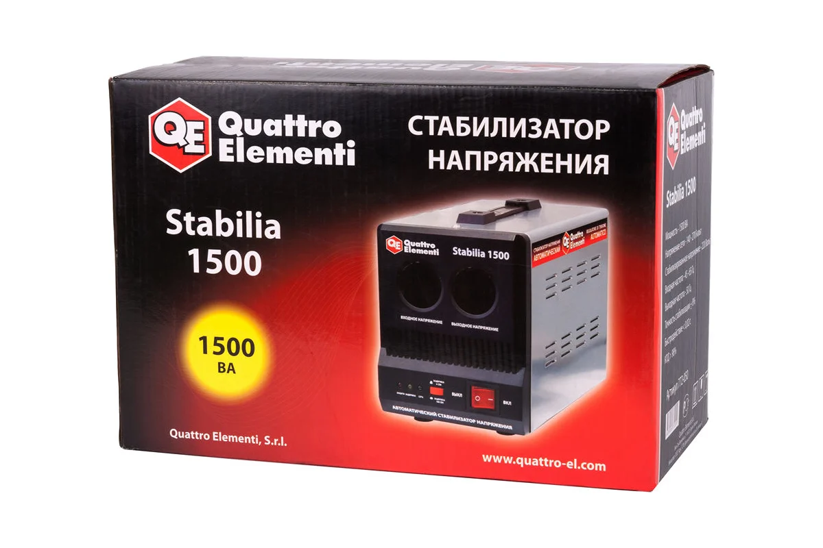 Стабилизатор напряжения напольный Stabilia 1500 (1500 ВА, 140-270 В) QUATTRO ELEMENTI 