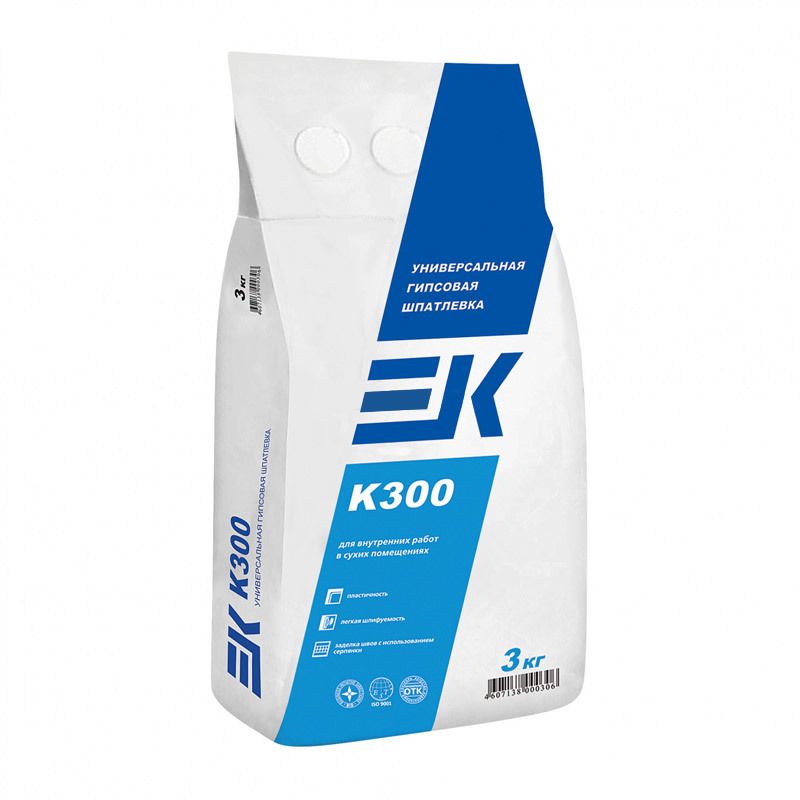 Шпатлевка EK - 300 гипсовая финишная  (3кг)
