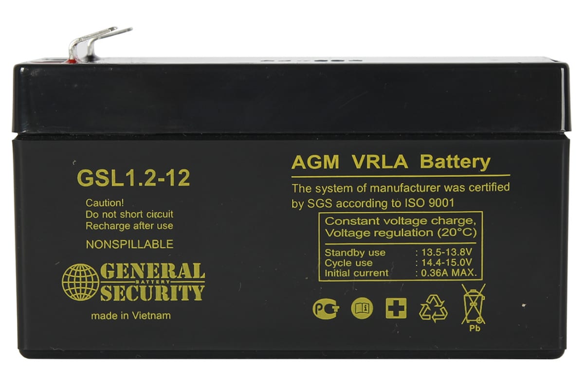 Аккумулятор GSL/GS/PG/PB 12V 1,2A/h (97х43х52)