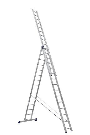 Лестница алюминиевая трехсекционная 3х15 6315 универсальная (Алюмет)