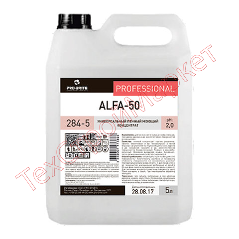 Средство моющее универсальное 5 л, PRO-BRITE ALFA-50, кислотное, пенное, концентрат, 284-5
