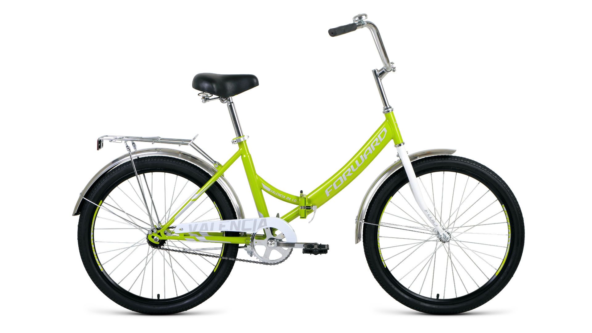 Велосипед FORWARD VALENCIA 24 1.0 (24" 1 ск. рост. 16" скл.) 2022, зеленый/серый, RBK22FW24068