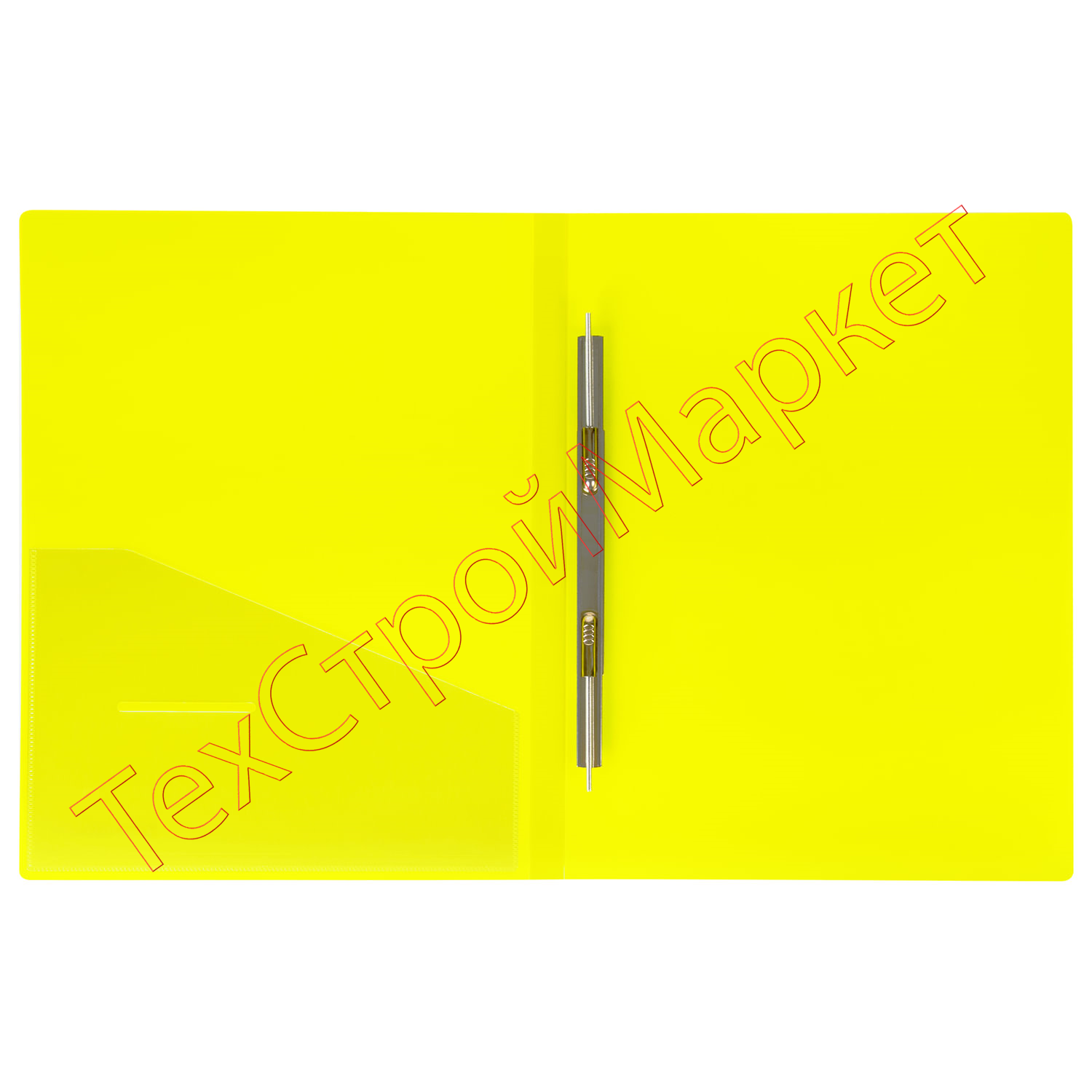 Папка с металлическим скоросшивателем и внутренним карманом BRAUBERG "Neon", 16 мм, желтая, до 100 листов, 0,7 мм, 227465