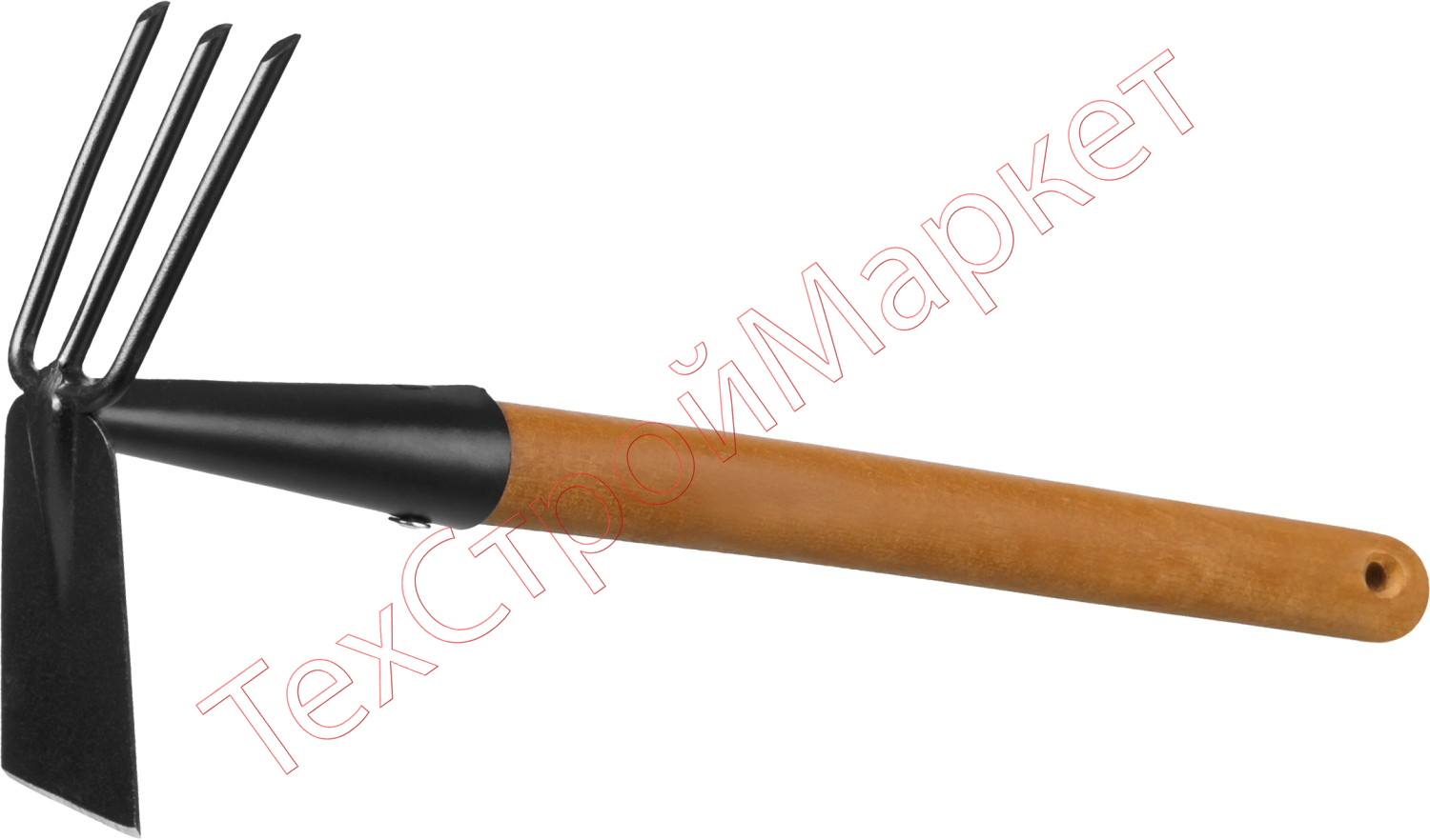 Мотыга-рыхлитель "PROLine", лопатка+3 зуба с деревянной ручкой, 113х100х575мм GRINDA 421517