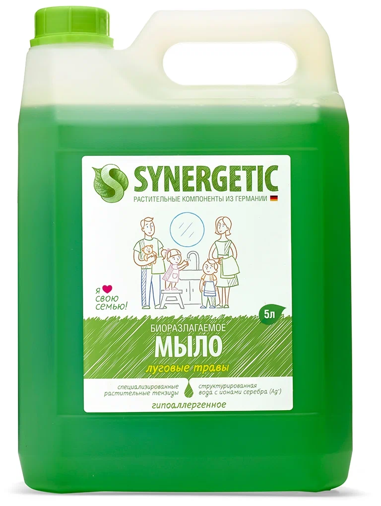 Мыло жидкое "Synergetic" Луговые травы, канистра, 0,5л. 105500/4