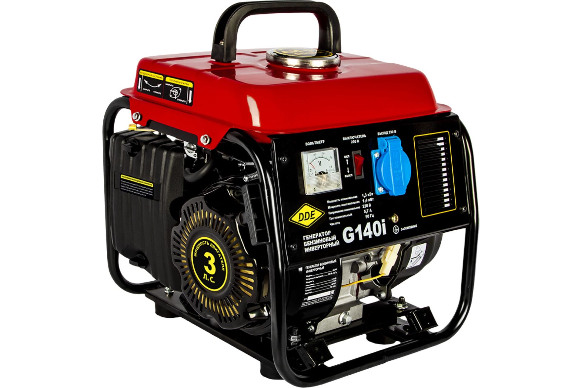 Генератор бензиновый инверторного типа DDE G140i (1ф 1,3/1,4 кВт, бак 4,5 л, дв-ль 3 л.с.)