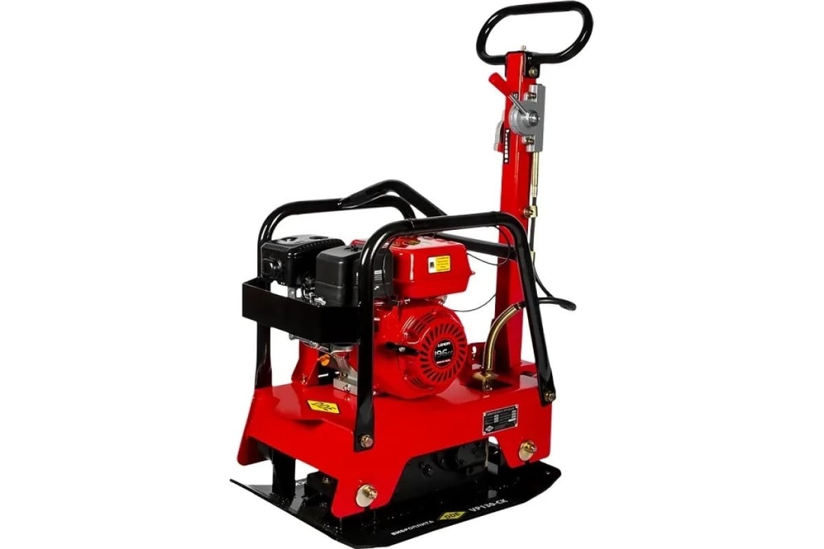 Виброплита VP130-СK (дв. Loncin, 6,5 л.с., плита 630×400 мм, до 350 кв. м/час, 135 кг, гл. упл. 50 см, колеса) DDE
