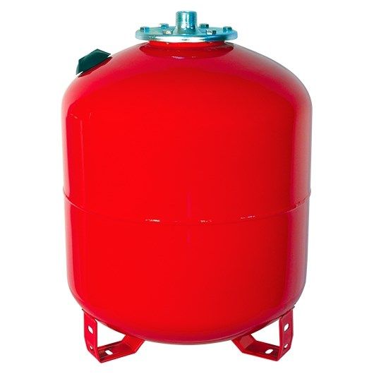 Бак расширительный красный ТЕПЛОКС  объемом 50 литров для систем отопления на ТРЕХ НОЖКАХ. Материал мембраны EPDM. СТАЛЬНОЙ ФЛАНЕЦ.